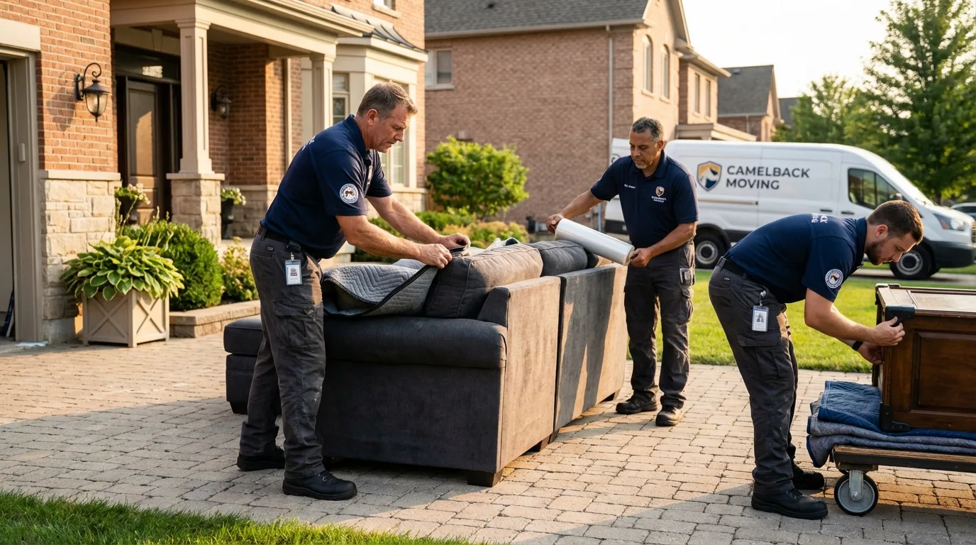 Large estate moving crew wrapping furniture in Naco, AZ